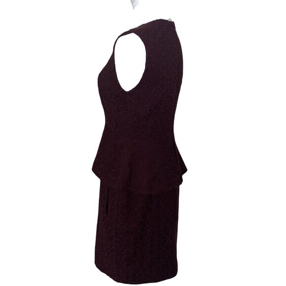 Diane Von Furstenberg DVF 4 authentic Delian Lace Peplum Dress Wine Sleeveless - Picture 8 of 15